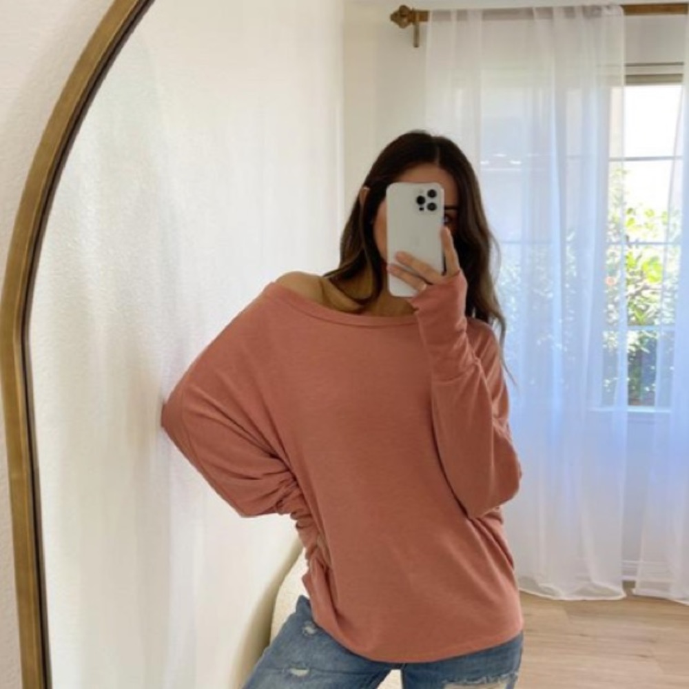 Boat Neck Dolman Top in Paypaya Large